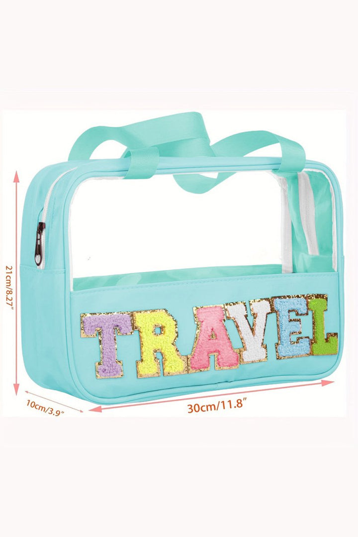 Daryl "TRAVEL" Chenille Letter Clear PVC Makeup Bag - Rebel Nomad