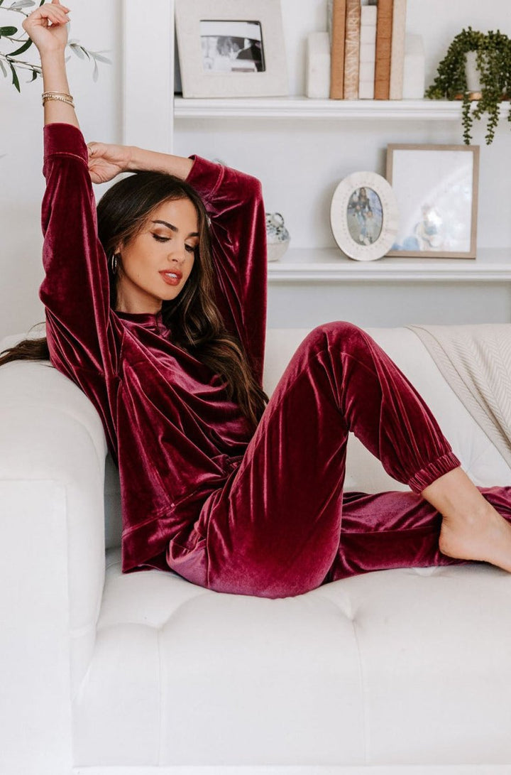 Dayle Solid Velvet Two Piece Lounge Set - Rebel Nomad