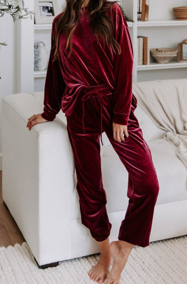 Dayle Solid Velvet Two Piece Lounge Set - Rebel Nomad