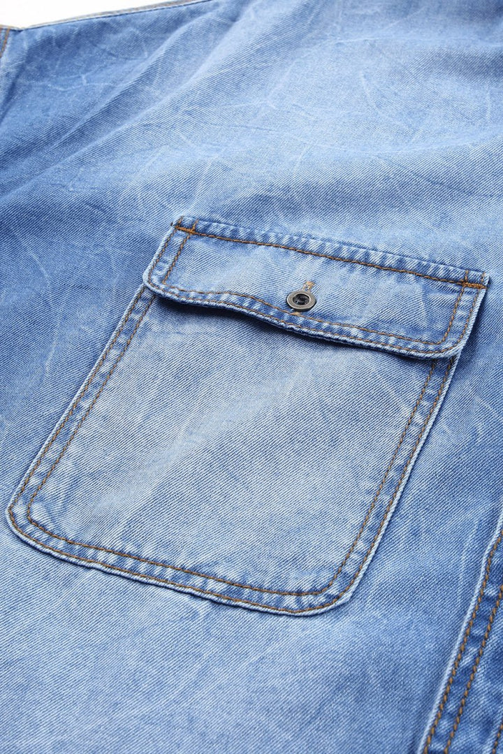 Debera Flap Pockets Raw Hem Denim Shacket - Rebel Nomad