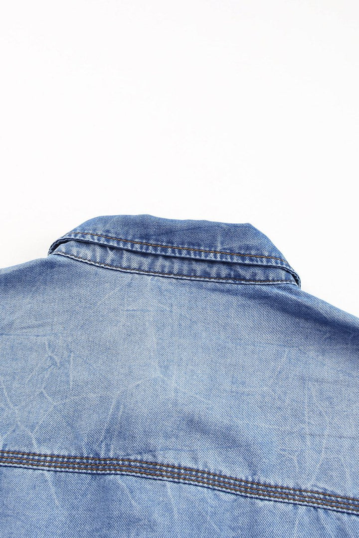 Debera Flap Pockets Raw Hem Denim Shacket - Rebel Nomad