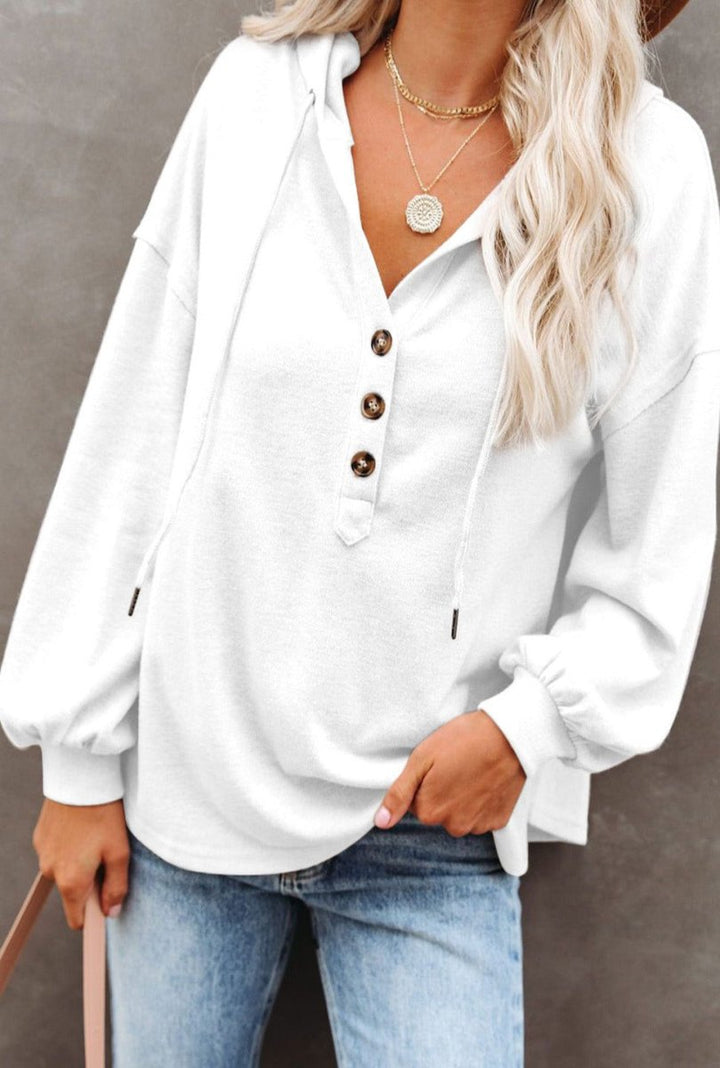 Desiree Buttoned High and Low Hem Hoodie - Rebel Nomad