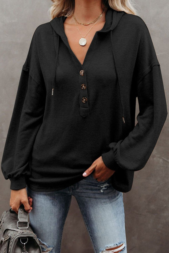 Desiree Buttoned High and Low Hem Hoodie - Rebel Nomad