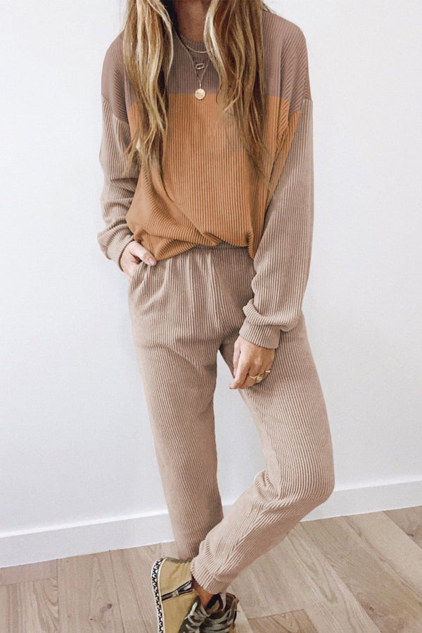 Devorah Corded 2pcs Colorblock Pullover and Pants Outfit - Rebel Nomad