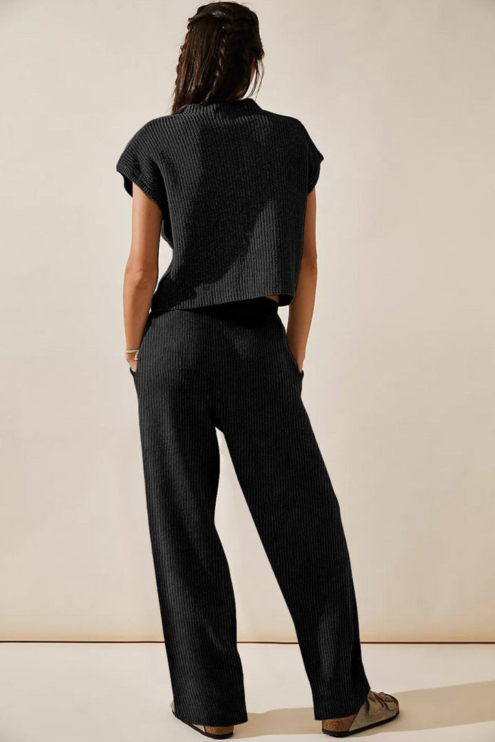 Drucilla Knitted V Neck Sweater and Casual Pants Set - Rebel Nomad