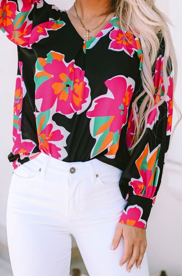 Eilene Flower Print Puff Sleeve Blouse - Rebel Nomad