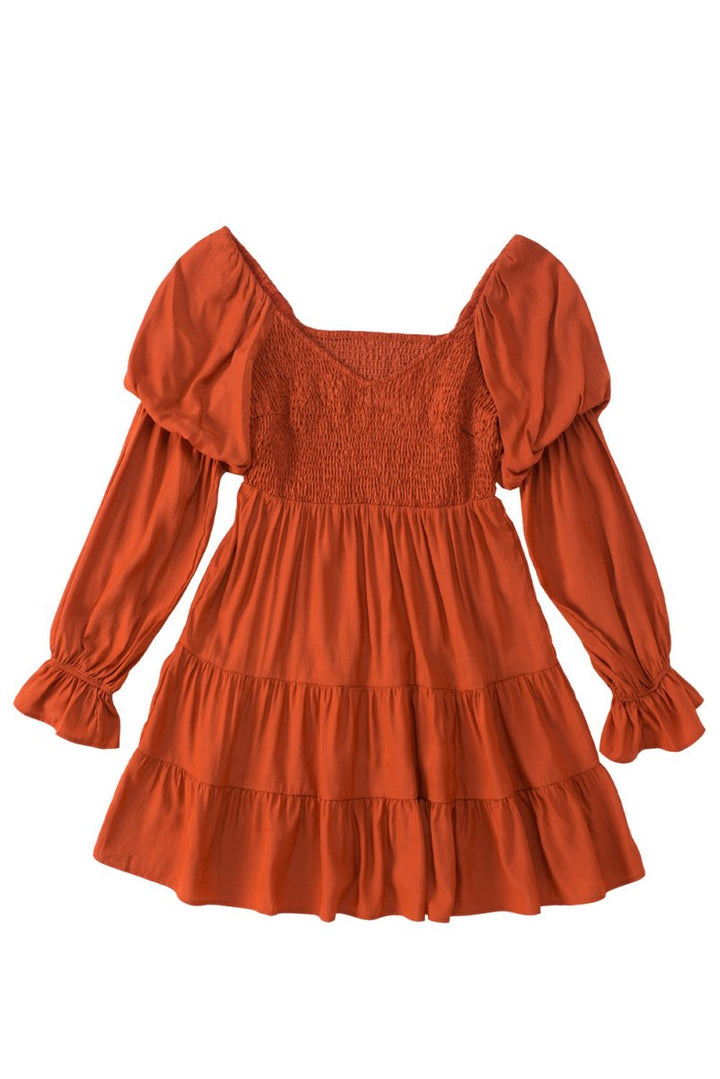 Eirene Boho Solid Shirred Ruffle Mini Dress - Rebel Nomad