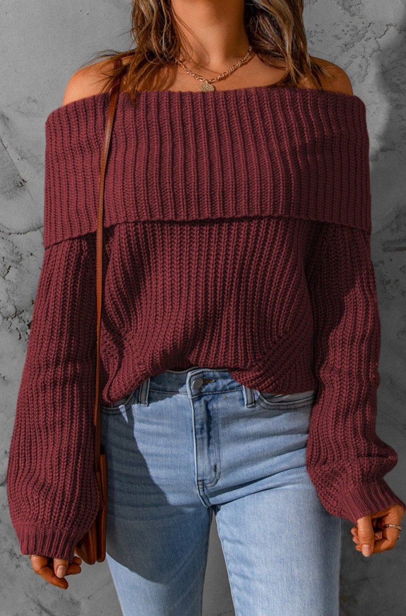 Off shoulder foldover discount sweater