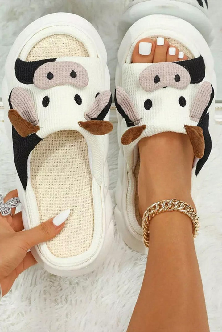 Elma Cute Cow Pattern Open Toe Slippers - Rebel Nomad