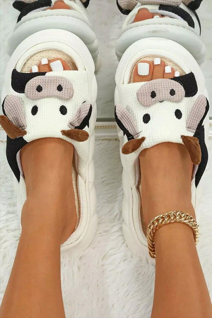 Elma Cute Cow Pattern Open Toe Slippers - Rebel Nomad