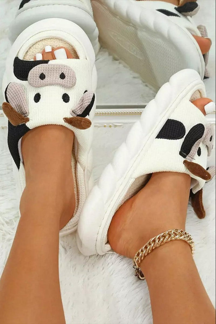 Elma Cute Cow Pattern Open Toe Slippers - Rebel Nomad