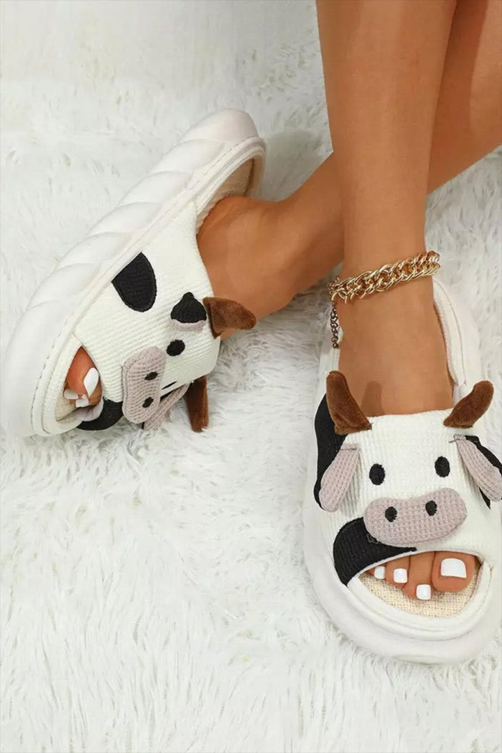 Elma Cute Cow Pattern Open Toe Slippers - Rebel Nomad