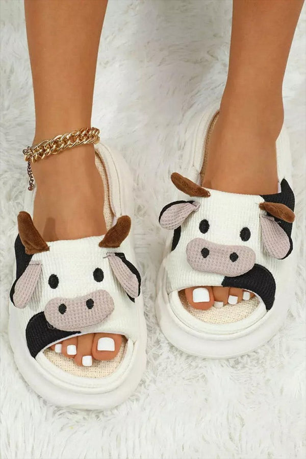 Elma Cute Cow Pattern Open Toe Slippers - Rebel Nomad