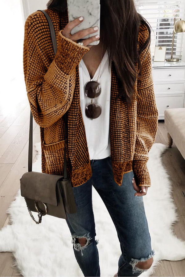 Elsie Chunky Waffle Knit Oversized Collar Cardigan - Rebel Nomad