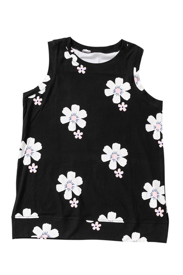 Elsie Crew Neck Floral Leopard Print Tank Top - Rebel Nomad