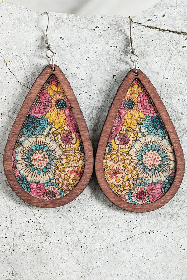 Elza Contrast Trim Floral Print Drop Earrings - Rebel Nomad