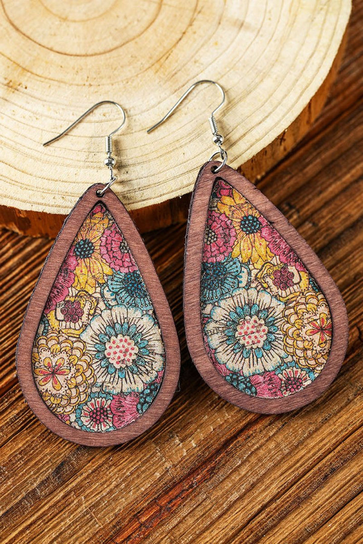 Elza Contrast Trim Floral Print Drop Earrings - Rebel Nomad