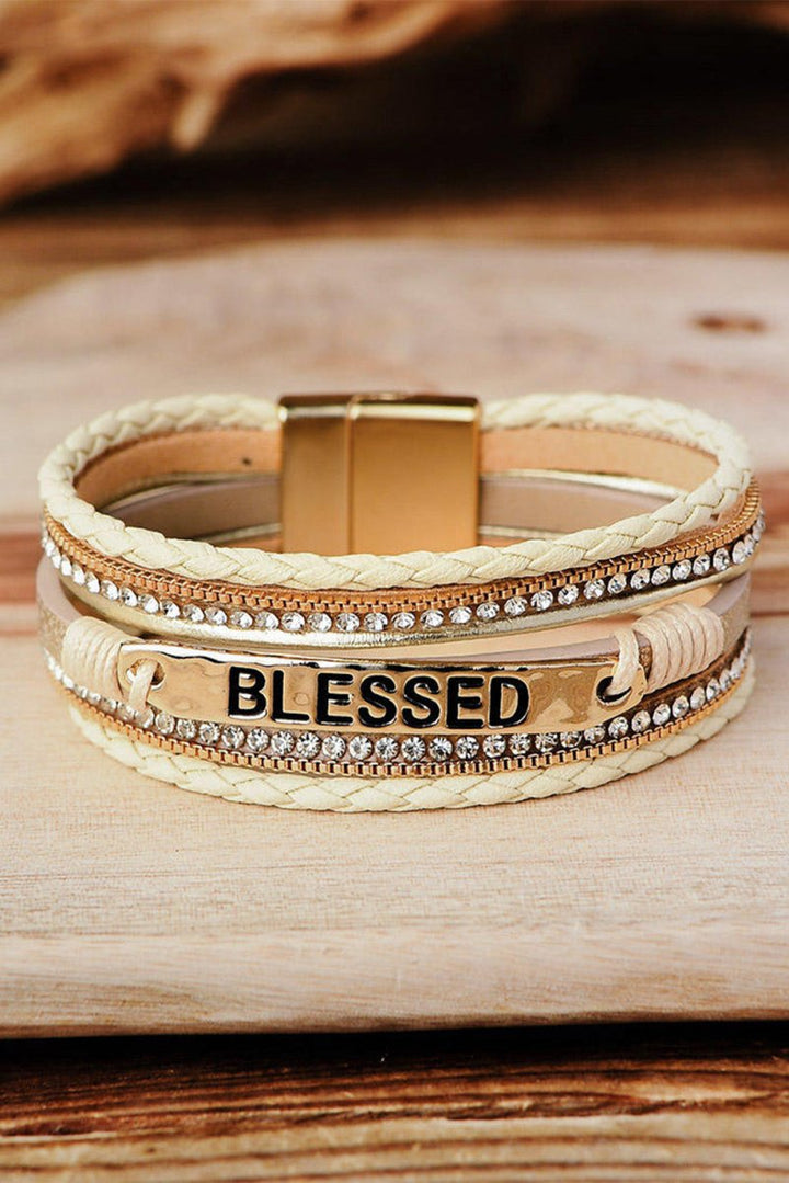 Emberlyse "Blessed" Rhinestone Leather Bracelet - Rebel Nomad