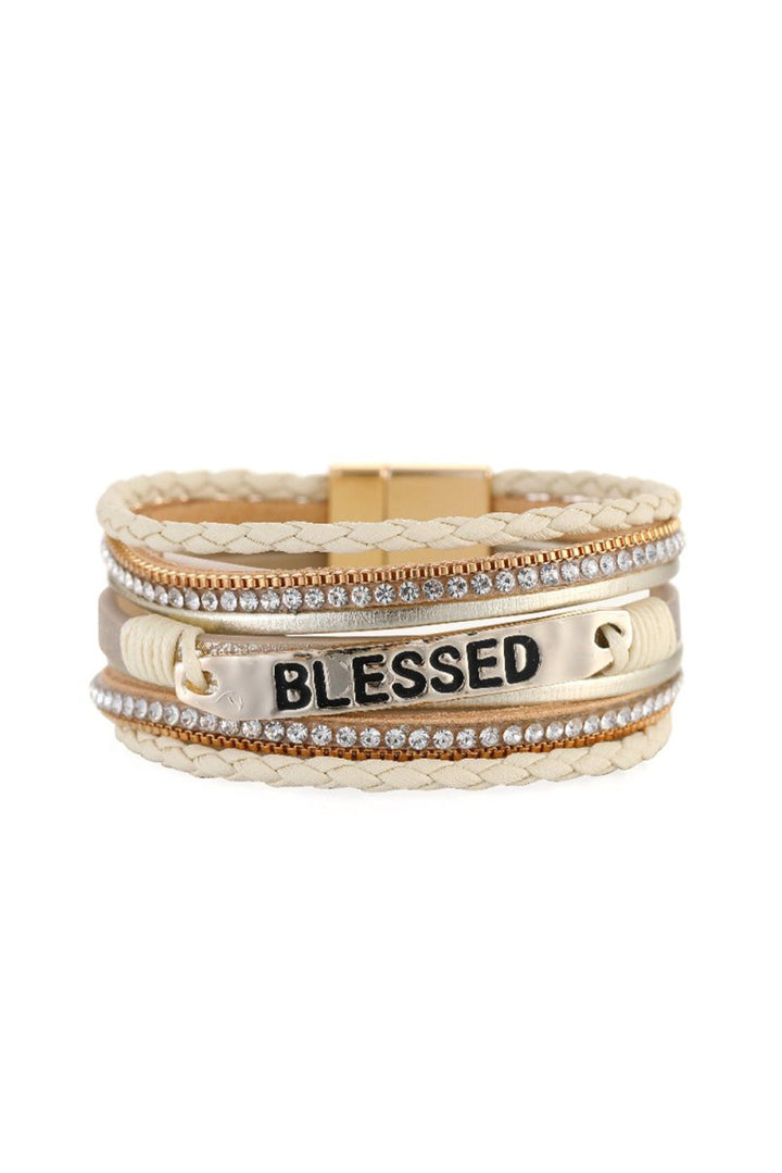 Emberlyse "Blessed" Rhinestone Leather Bracelet - Rebel Nomad