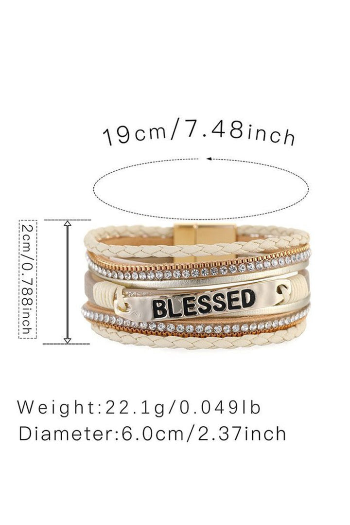 Emberlyse "Blessed" Rhinestone Leather Bracelet - Rebel Nomad