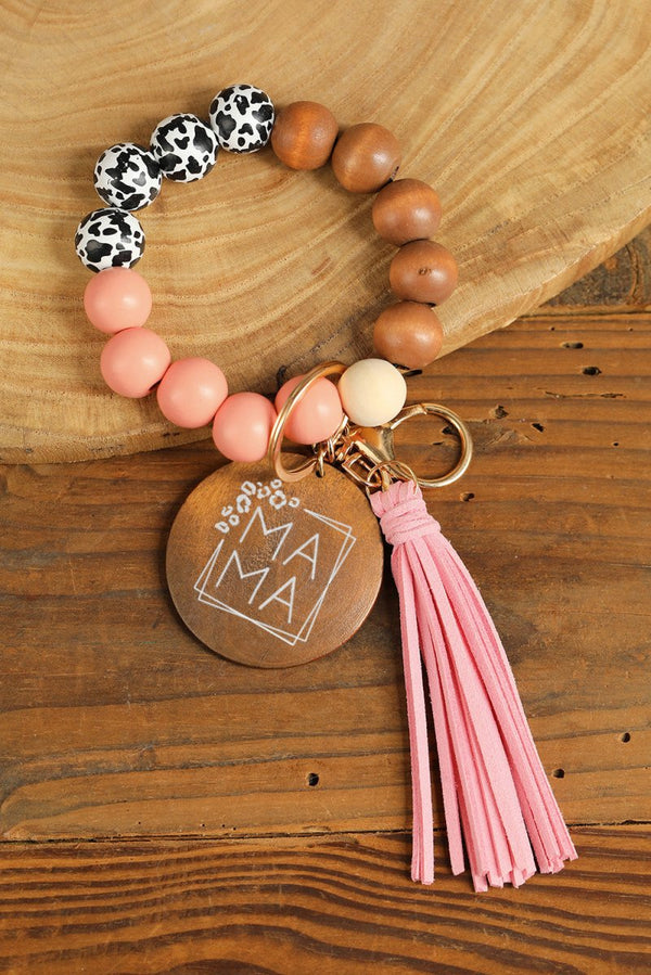 Embrace "Mama" Pendant Leopard Fringe Keychain - Rebel Nomad