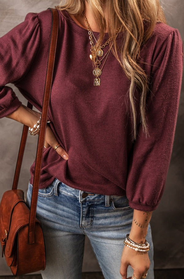 Enid 3/4 Sleeve Round Neck Top - Rebel Nomad