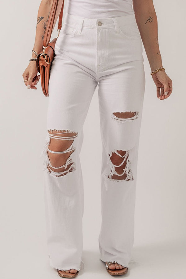 Enriqueta Heavy Distressed Straight Leg Jeans - Rebel Nomad