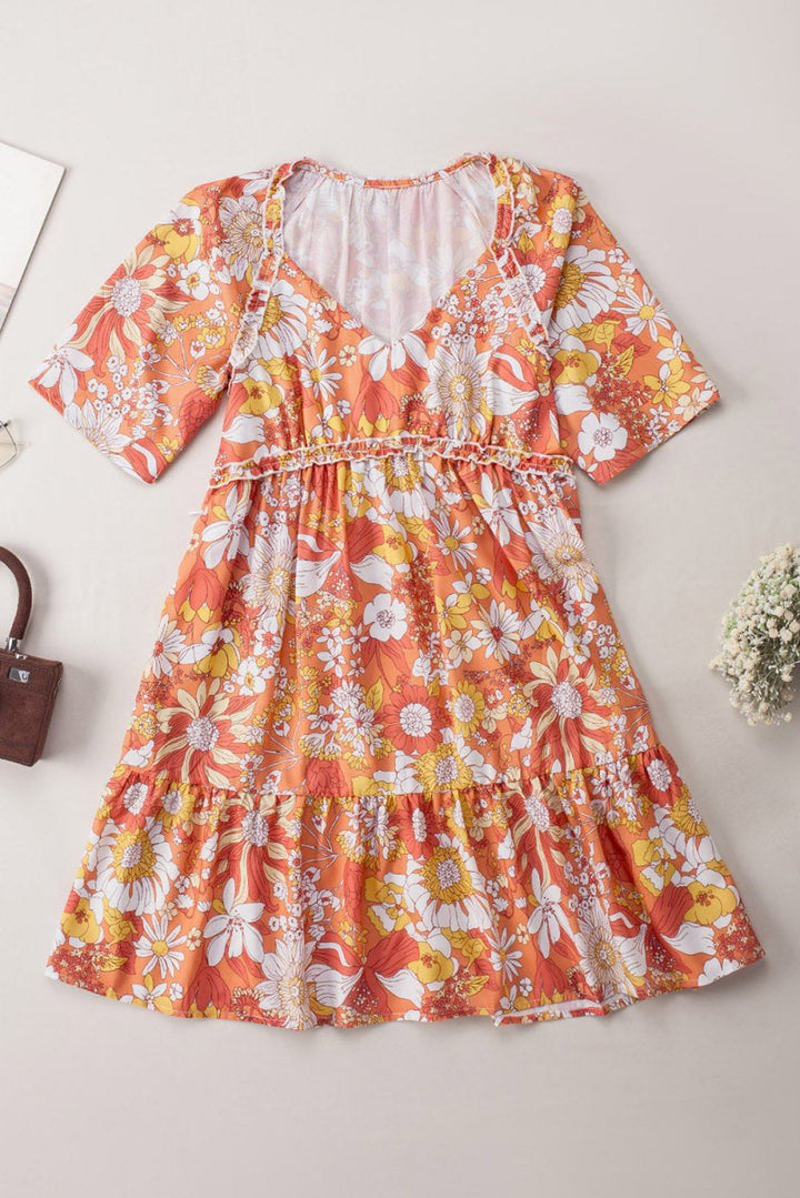 Estella Wide Flutter Sleeve Floral Dress - Rebel Nomad