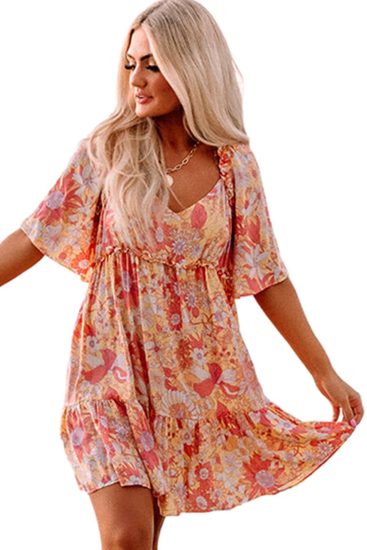 Estella Wide Flutter Sleeve Floral Dress - Rebel Nomad