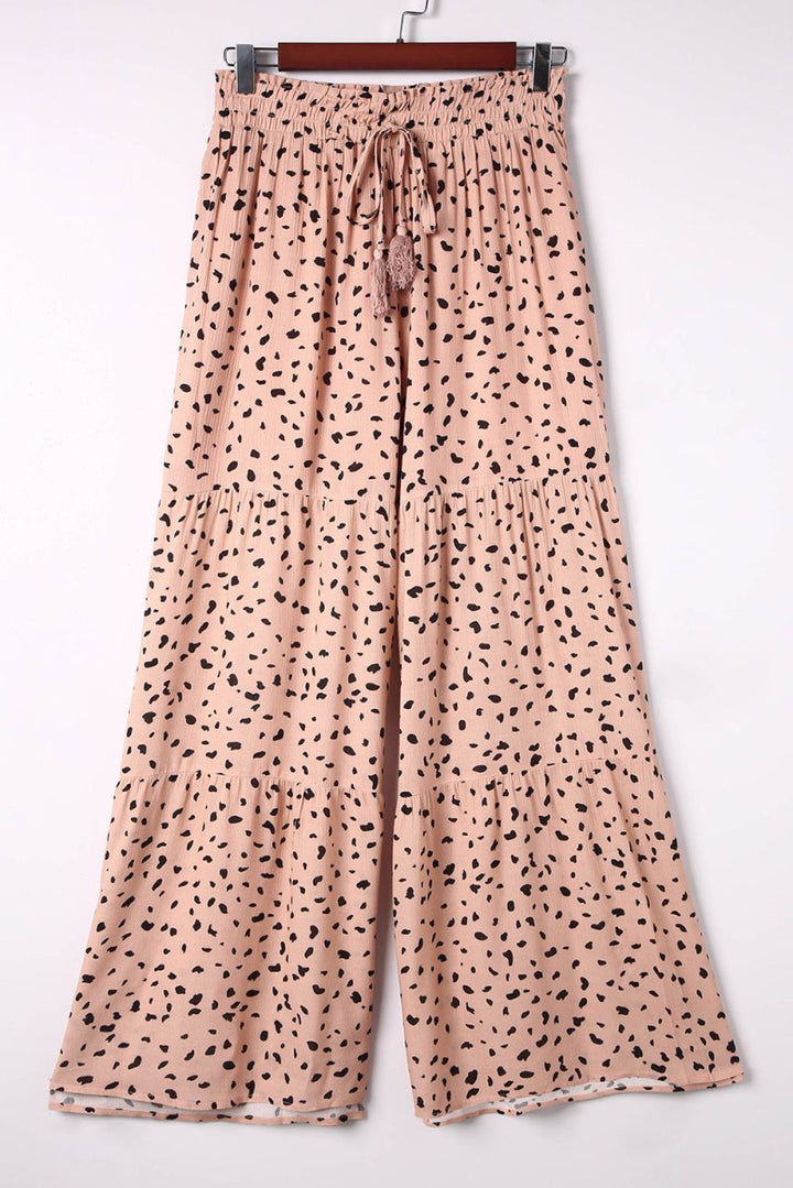 Estrella Ruffle Wide Leg Dalmatian Palazzo Pants - Rebel Nomad