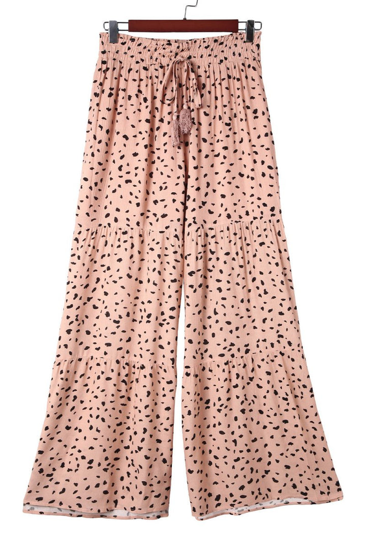 Estrella Ruffle Wide Leg Dalmatian Palazzo Pants - Rebel Nomad