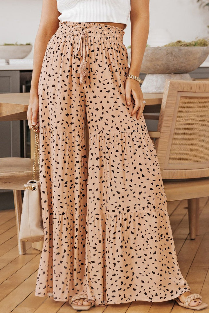 Estrella Ruffle Wide Leg Dalmatian Palazzo Pants - Rebel Nomad