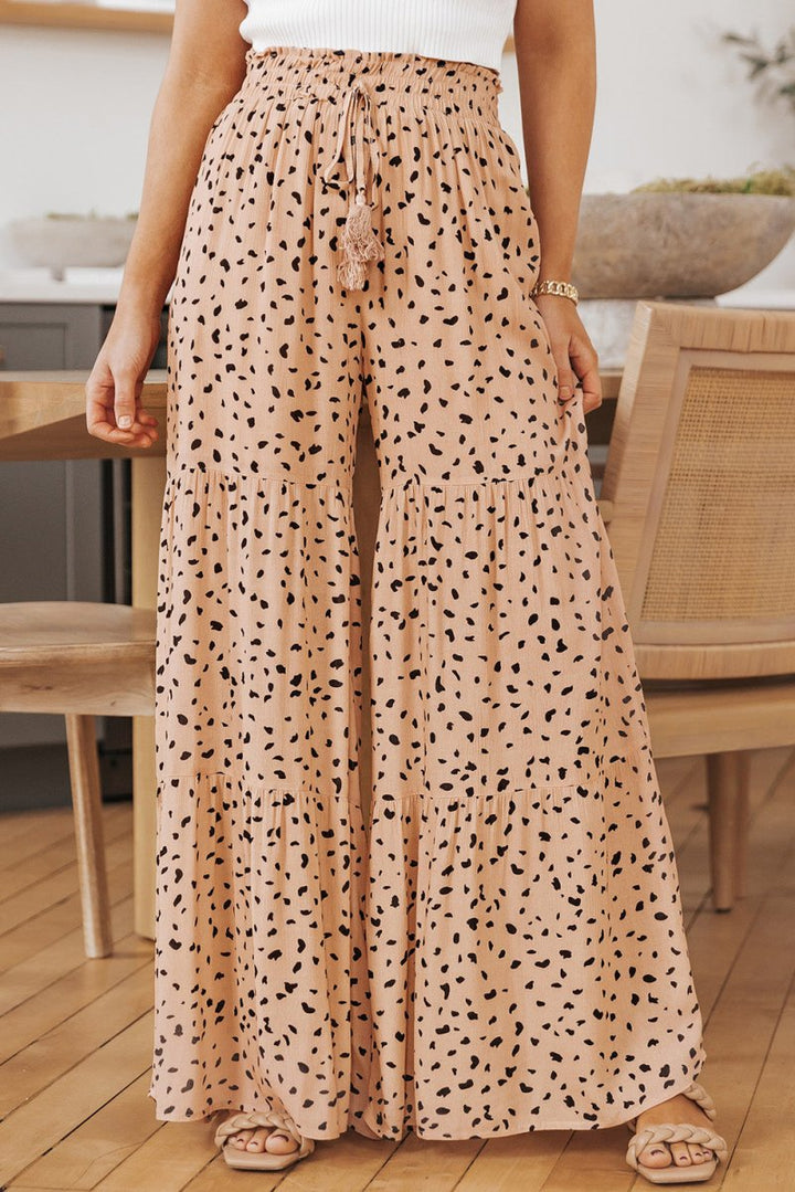 Estrella Ruffle Wide Leg Dalmatian Palazzo Pants - Rebel Nomad