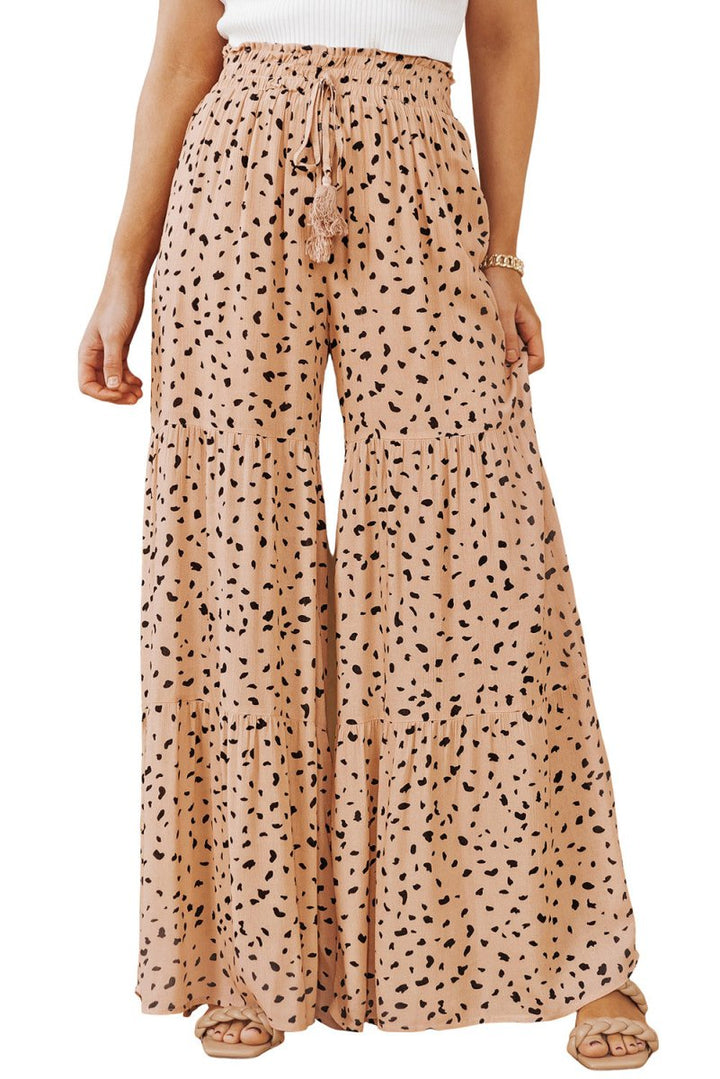 Estrella Ruffle Wide Leg Dalmatian Palazzo Pants - Rebel Nomad