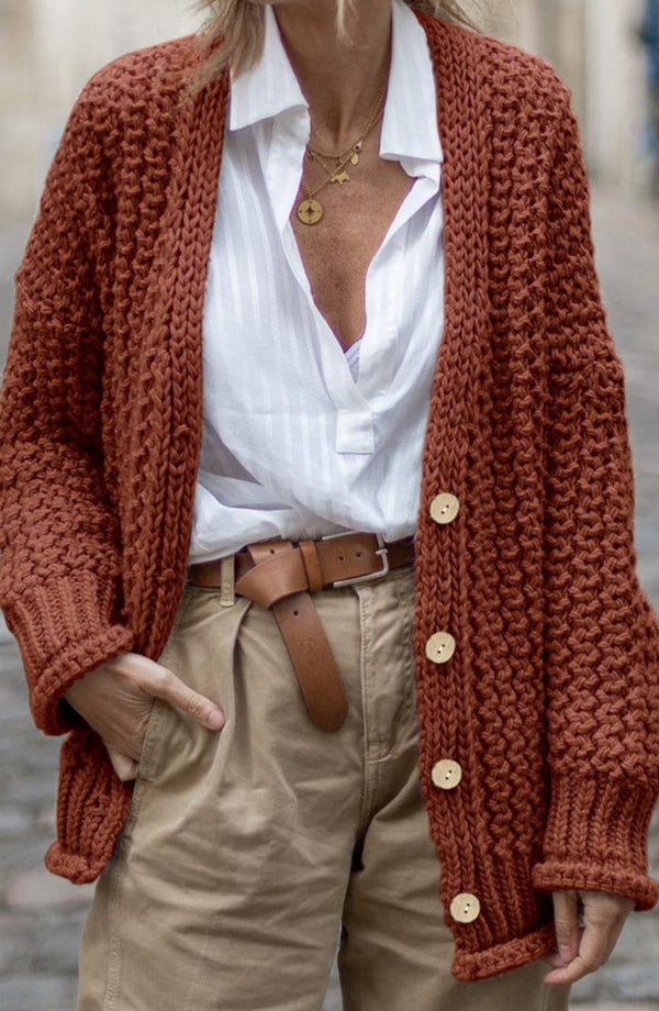 Ethelene Sandalwood Vintage Cable Knit Button Front Cardigan - Rebel Nomad