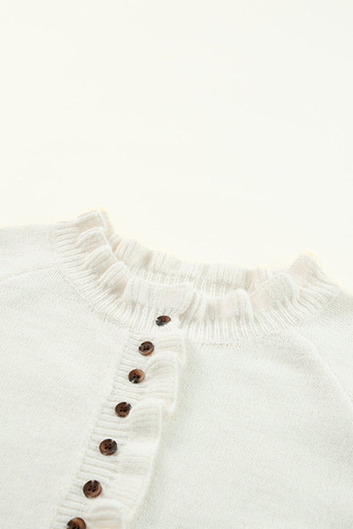 Eugenia Frill Trim Buttoned Knit Pullover Sweater - Rebel Nomad