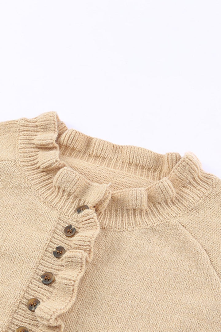 Eugenia Frill Trim Buttoned Knit Pullover Sweater - Rebel Nomad