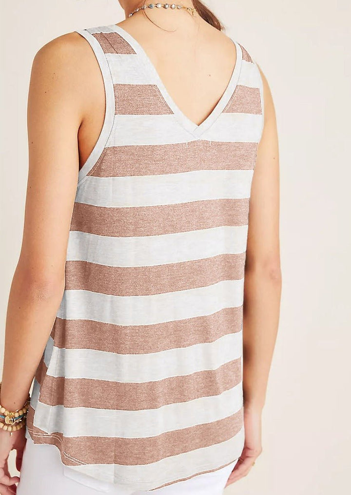 Evalina Striped V Neck Tank Top - Rebel Nomad