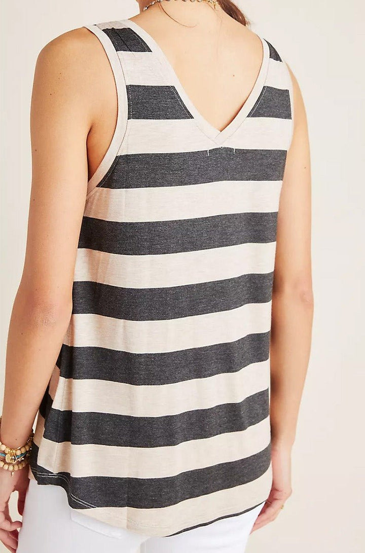 Evalina Striped V Neck Tank Top - Rebel Nomad