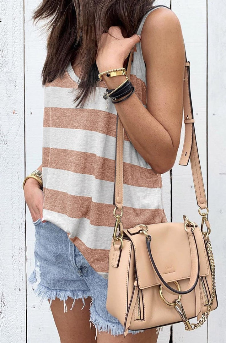 Evalina Striped V Neck Tank Top - Rebel Nomad