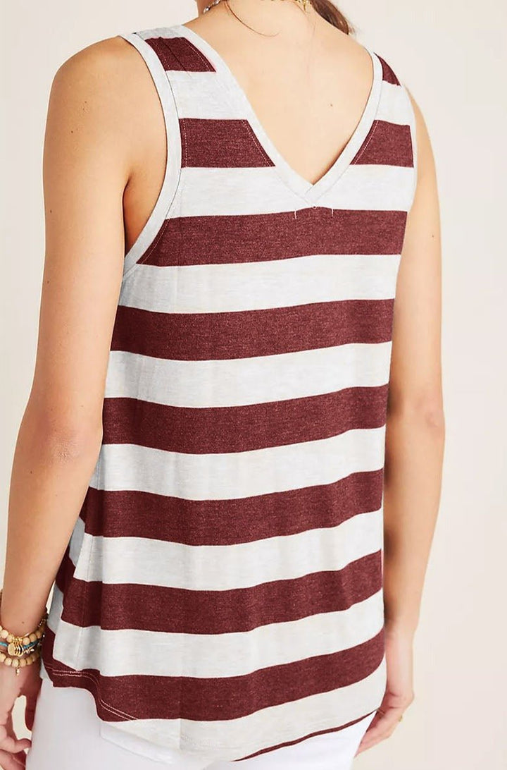 Evalina Striped V Neck Tank Top - Rebel Nomad