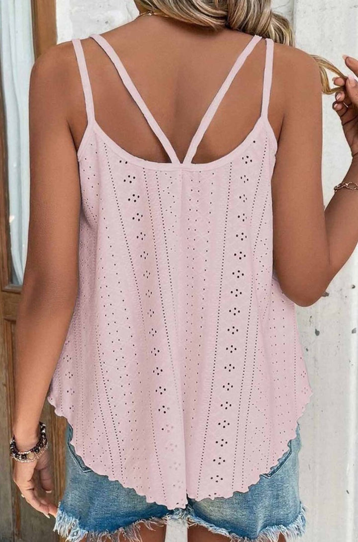 Evelia Eyelet Strappy Scoop-Neck Tank Top - Rebel Nomad