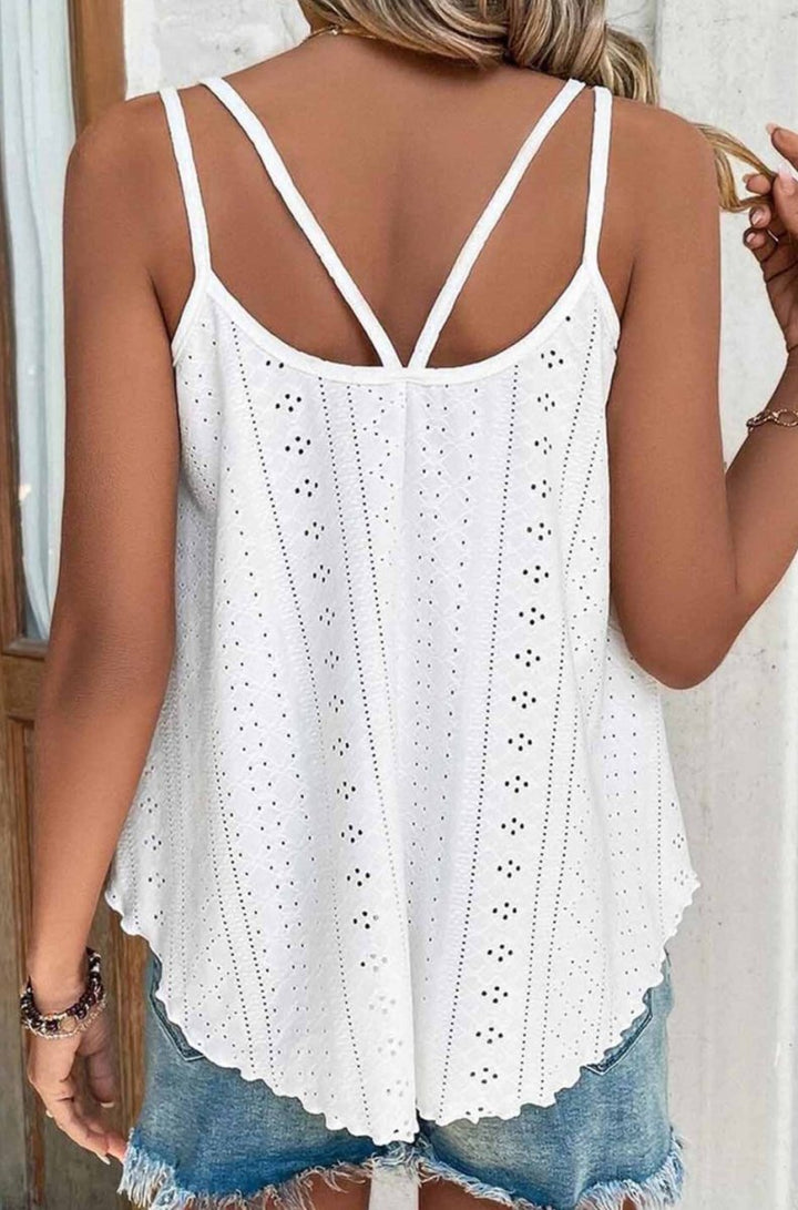 Evelia Eyelet Strappy Scoop-Neck Tank Top - Rebel Nomad