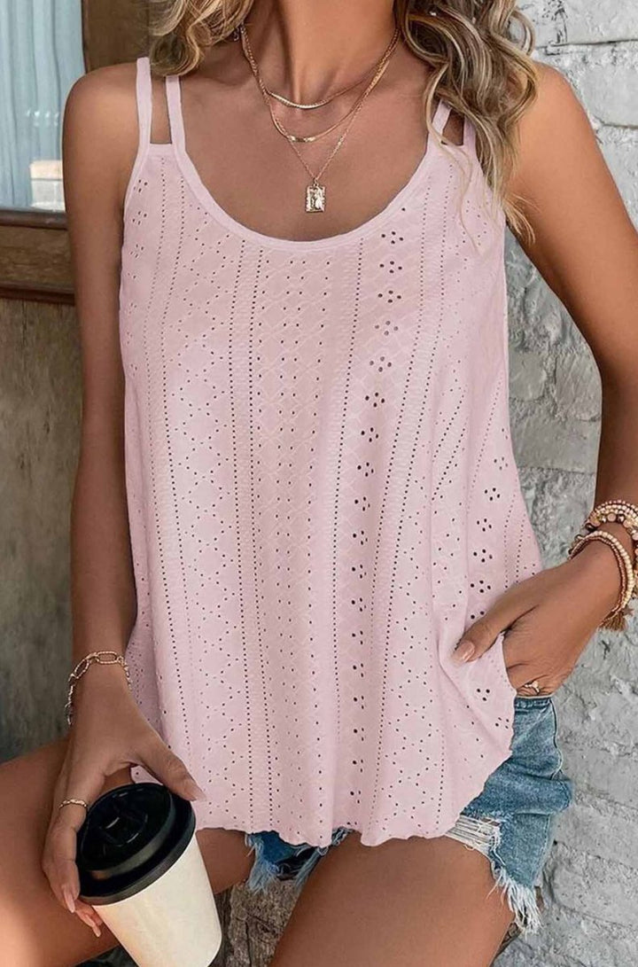 Evelia Eyelet Strappy Scoop-Neck Tank Top - Rebel Nomad