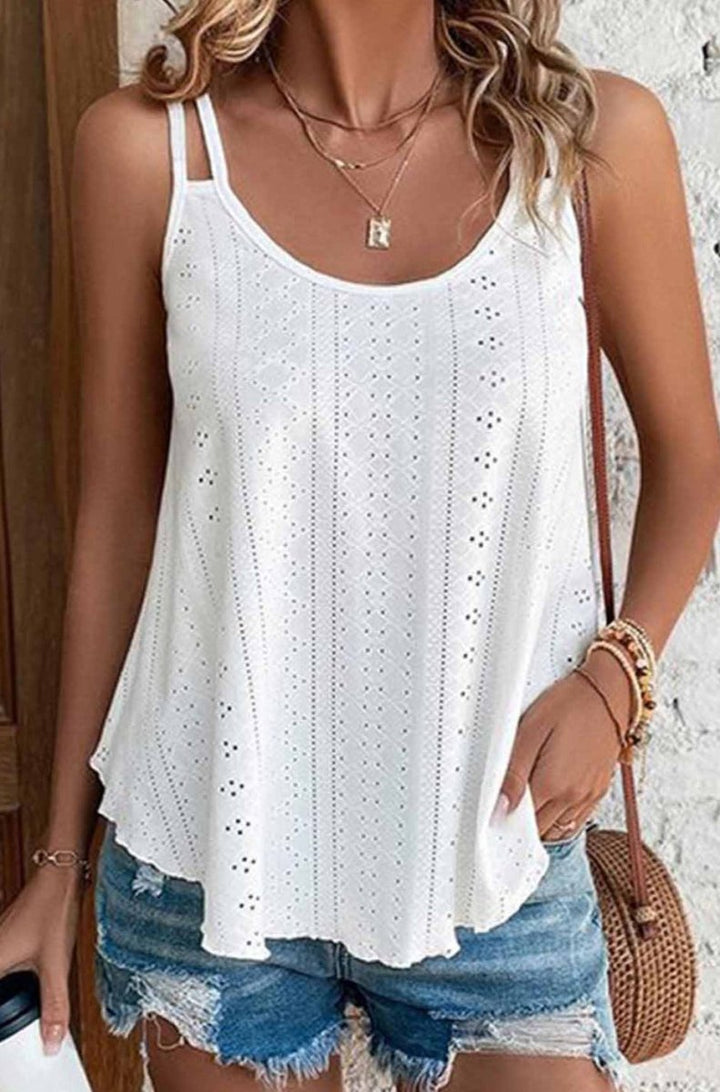 Evelia Eyelet Strappy Scoop-Neck Tank Top - Rebel Nomad