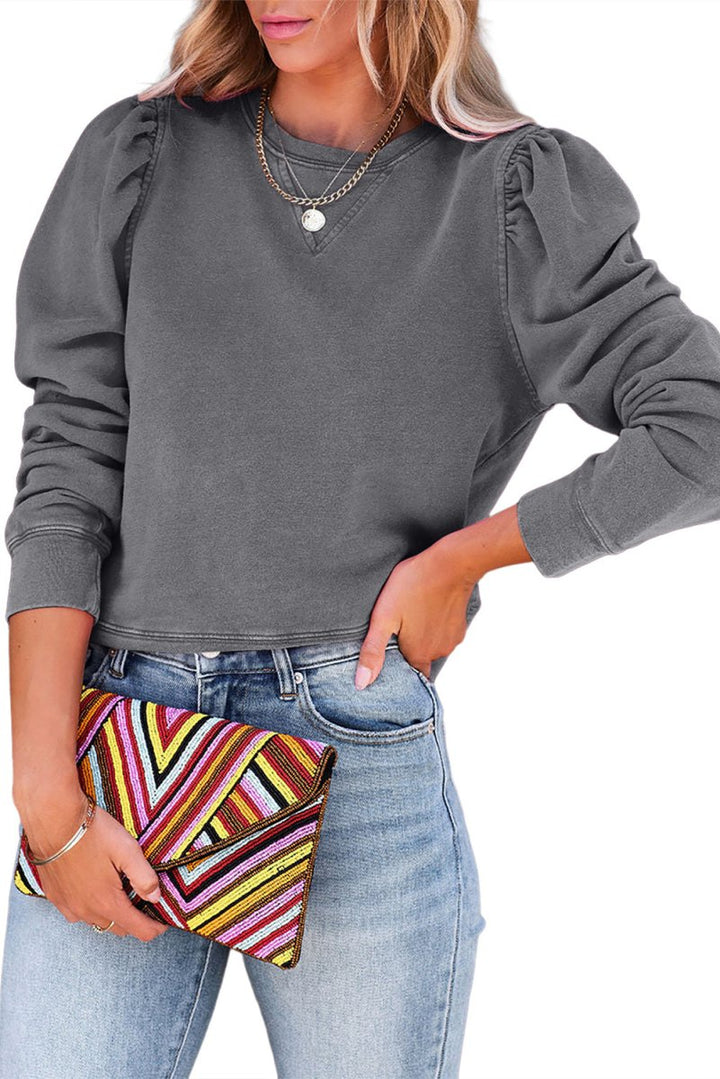 Fawnwynn Vintage Washed Puff Sleeve Sweatshirt - Rebel Nomad