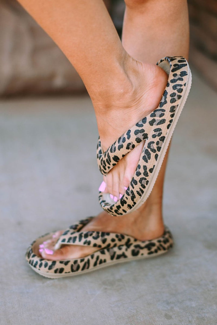 Fiora Leopard Print Thick Sole Flip Flops - Rebel Nomad