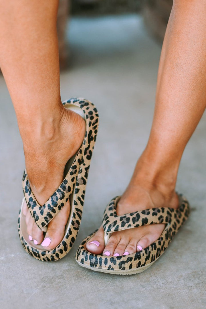 Fiora Leopard Print Thick Sole Flip Flops - Rebel Nomad