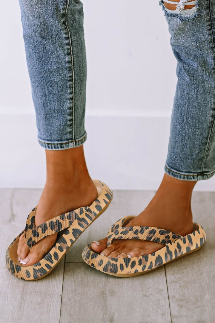 Fiora Leopard Print Thick Sole Flip Flops - Rebel Nomad