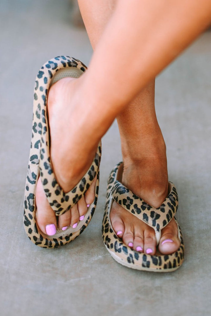 Fiora Leopard Print Thick Sole Flip Flops - Rebel Nomad